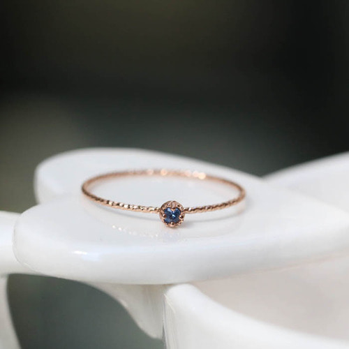 14K 블루 다이아몬드 쁘띠 심플 반지 14K Blue Diamond Petit Simple Ring