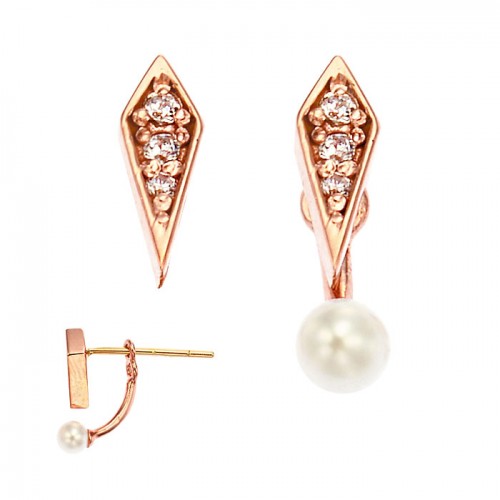 [14K Gold]멜팅 펄 이어링Melting pearl earrings j3829