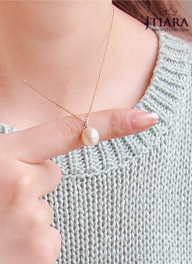 [14K Gold] 밀키 화이트 목걸이 Milky White Necklace no.27