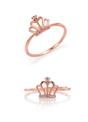 [14K Gold] 큐트 크라운 하트 반지 Cute Crown Heart Ring no.j3703