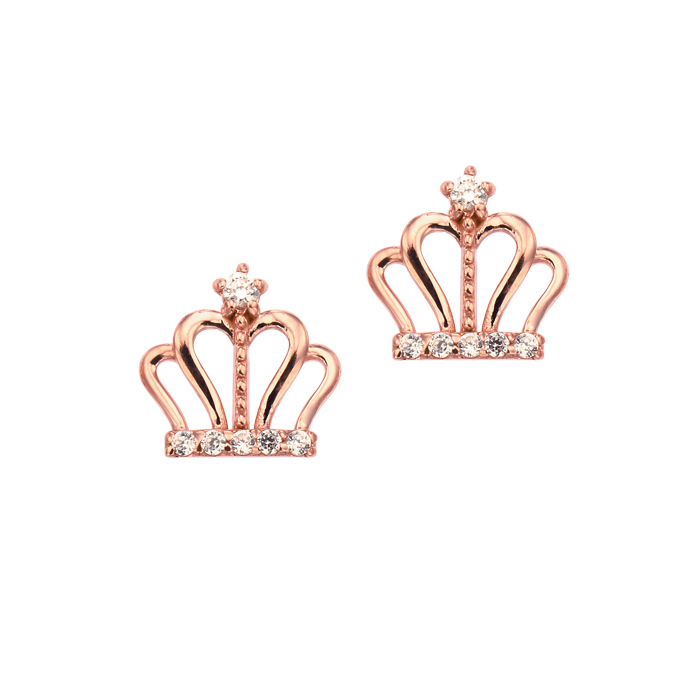 [14K Gold] 큐트 크라운 하트 귀걸이 Cute Crown Heart Earring no.j3703