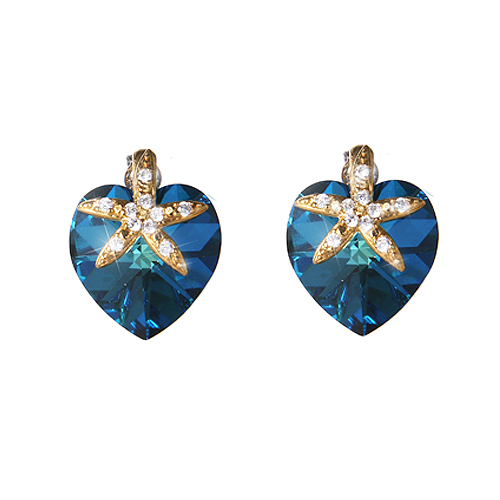 (Silver)정품스왈 버뮤다 칼라 불가리 하트 이어링 Swal bermuda color bulgari heart earrings