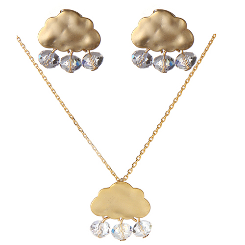 (Silver)큐트 클라우즈 이어링,네클레스,세트 Cute Clouds Pierced Earrings,Necklace,SET